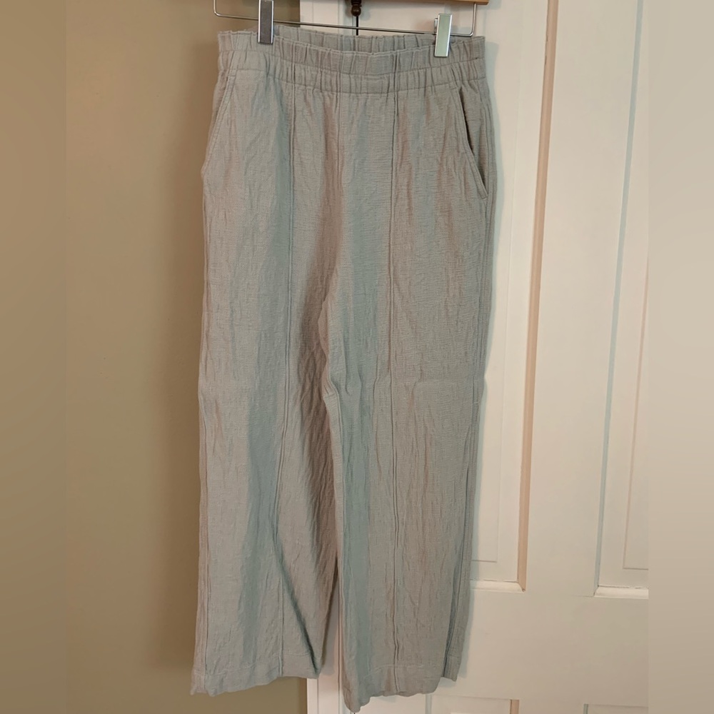 Madewell linen cropped pants - soft green/grey color - size S